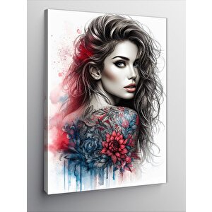 Kanvas Tablo Dövme Yaptırmış Kadın 100x140 cm