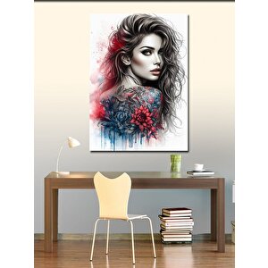 Kanvas Tablo Dövme Yaptırmış Kadın 100x140 cm