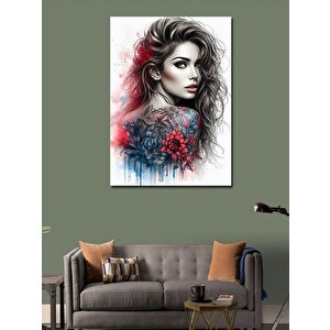 Kanvas Tablo Dövme Yaptırmış Kadın 100x140 cm