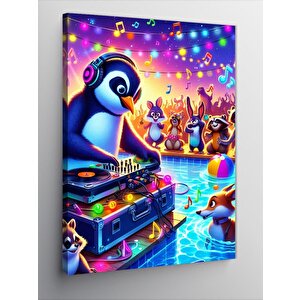 Kanvas Tablo Havuz Partisi Penguen 100x140 cm