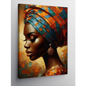 Kanvas Tablo Afrika Desenli Başörtüsü İle Kadın 100x140 cm