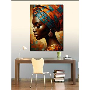 Kanvas Tablo Afrika Desenli Başörtüsü İle Kadın 100x140 cm