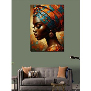 Kanvas Tablo Afrika Desenli Başörtüsü İle Kadın 100x140 cm
