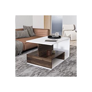 Vera S004 Orta Sehpa Beyaz/sandık Ceviz, Ev-ofis Beyaz - Ceviz