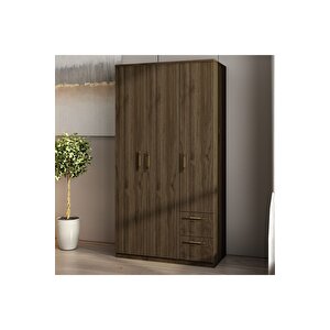 Merlin 3 Kapaklı, Çekmeceli, Raflı Gardırop, Yatak Odası Dolap, Elbise Dolabı İstanbul Ceviz