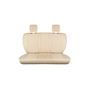Seat İbiza Eski̇ Lüx Deri Oto Koltuk Kılıfı Ön Arka Takım Set Çizgili Desen Bej Bej