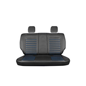 Chevrolet Captiva Lüx Deri Oto Koltuk Kılıfı Ön Arka Takım Set Çizgili Desen Si̇yah Mavi̇
