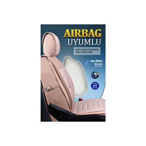Fiat Egea Sedan Lüx Deri Oto Koltuk Kılıfı Ön Arka Takım Set Safir Serisi Bej