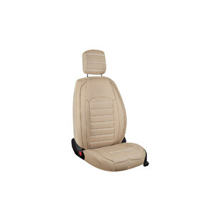 Alfa Romeo Spider Lüx Deri Oto Koltuk Kılıfı Ön Arka Takım Set Çizgili Desen Bej