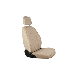 Citroen Xsara Lüx Deri Oto Koltuk Kılıfı Ön Arka Takım Set Çizgili Desen Bej