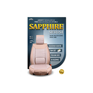 Chevrolet Captiva Lüx Deri Oto Koltuk Kılıfı Ön Arka Takım Set Safir Serisi Bej Bej