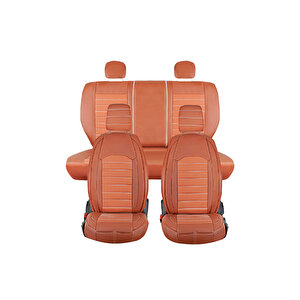 Mini Copper Contryman Lüx Deri Oto Koltuk Kılıfı Ön Arka Takım Set Çizgili Desen Tarçin Tarçın