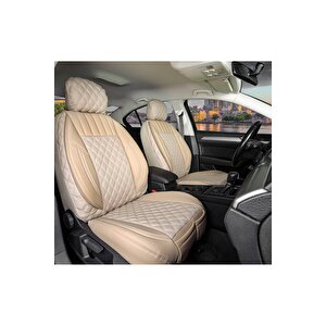 Seat Ateca Lüx Yarı Deri Oto Koltuk Kılıfı Ön Arka Takım Set İst Serisi Bej Bej