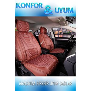 Seat Arona Lüx Deri Oto Koltuk Kılıfı Ön Arka Takım Set Royal Serisi Tarçin Tarçın