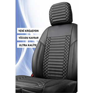 Opel Corsa E Lüx Deri Oto Koltuk Kılıfı Ön Arka Takım Set Exclusive Tam Si̇yah
