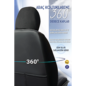 Seat İbiza Yeni̇ Lüx Deri Oto Koltuk Kılıfı Ön Arka Takım Set Exclusive Si̇yah Mavi̇
