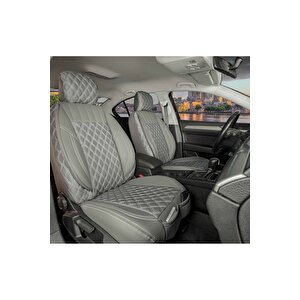 Hyundai Tuscon Yeni Lüx Yarı Deri Oto Koltuk Kılıfı Ön Arka Takım Set İst Serisi Füme Füme