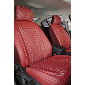 Subaru Outback Lüx Deri Oto Koltuk Kılıfı Ön Arka Takım Set Exclusive Bordo Bordo