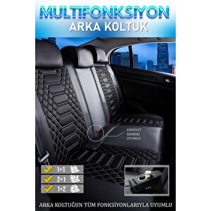 Nissan Juke Lüx Deri Oto Koltuk Kılıfı Ön Arka Takım Set Royal Serisi Tam Si̇yah Siyah
