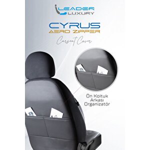 Renault Modus Lüx Deri Detaylı Oto Koltuk Kılıfı Ön Arka Takım Cyrus Si̇yah