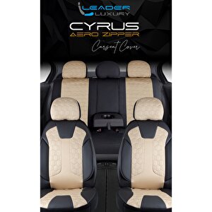 Chevrolet Cruze Hb Lüx Deri Detaylı Oto Koltuk Kılıfı Ön Arka Takım Cyrus Bej Si̇yah