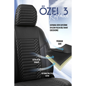 Opel Corsa C Lüx Deri Oto Koltuk Kılıfı Ön Arka Takım Set Exclusive Tam Si̇yah