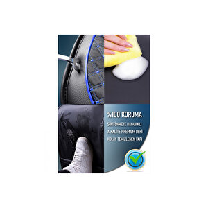 Citroen Xsara Lüx Deri Oto Koltuk Kılıfı Ön Arka Takım Set Safir Serisi Si̇yah Mavi̇