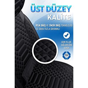 Dacia Duster Lüx Deri Oto Koltuk Kılıfı Ön Arka Takım Set Royal Serisi Tam Si̇yah