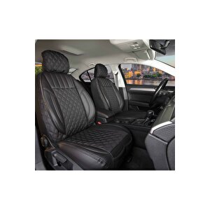 Chevrolet Lacetti Lüx Yarı Deri Oto Koltuk Kılıfı Ön Arka Takım Set İst Serisi Tam Si̇yah Siyah