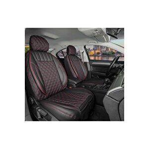 Volvo S40 Lüx Yarı Deri Oto Koltuk Kılıfı Ön Arka Takım Set İst Serisi Si̇yah Kirmizi Siyah - Kırmızı