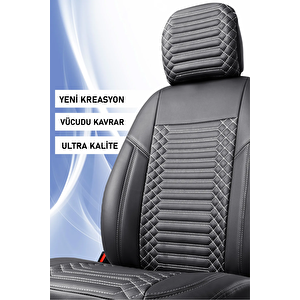 Nissan Country Lüx Deri Oto Koltuk Kılıfı Ön Arka Takım Set Exclusive Si̇yah Beyaz