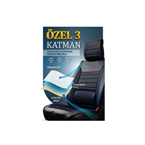Chery Tiggo Lüx Deri Oto Koltuk Kılıfı Ön Arka Takım Set Safir Serisi Si̇yah Mavi̇