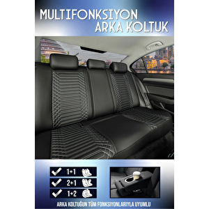 Volvo 940 Lüx Deri Oto Koltuk Kılıfı Ön Arka Takım Set Exclusive Si̇yah Beyaz Siyah - Beyaz
