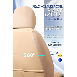 Ssanyoung Actyon Sports Lüx Deri Oto Koltuk Kılıfı Ön Arka Takım Set Exclusive Bej