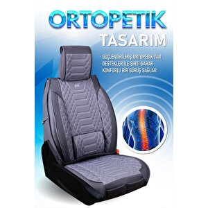Citroen C2 Lüx Deri Oto Koltuk Kılıfı Ön Arka Takım Set Royal Serisi Füme