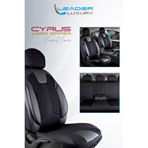 Renault Latitude Lüx Deri Detaylı Oto Koltuk Kılıfı Ön Arka Takım Cyrus Si̇yah