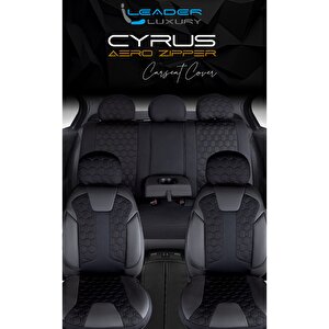 Renault Latitude Lüx Deri Detaylı Oto Koltuk Kılıfı Ön Arka Takım Cyrus Si̇yah