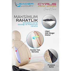 Daihatsu Terrios Lüx Deri Detaylı Oto Koltuk Kılıfı Ön Arka Takım Cyrus Bej