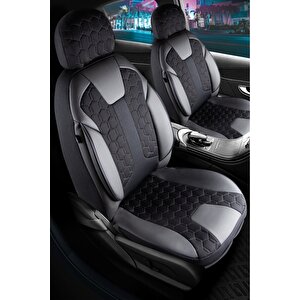 Dacia Sandero Lüx Deri Detaylı Oto Koltuk Kılıfı Ön Arka Takım Cyrus Si̇yah