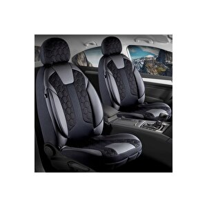 Dacia Sandero Yeni Kasa Lüx Deri Detaylı Oto Koltuk Kılıfı Ön Arka Takım Cyrus Si̇yah Siyah