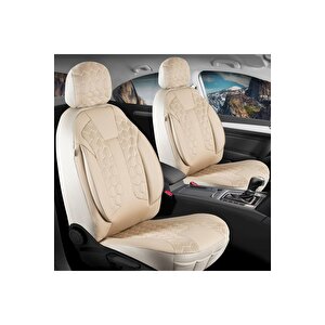 Fiat Tipo Lüx Deri Detaylı Oto Koltuk Kılıfı Ön Arka Takım Cyrus Bej