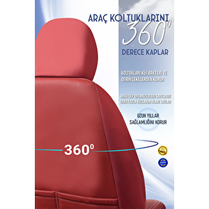 Hyundai İ10 Lüx Deri Oto Koltuk Kılıfı Ön Arka Takım Set Exclusive Bordo