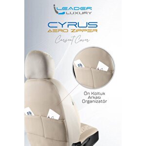 Fiat Egea Cross Lüx Deri Detaylı Oto Koltuk Kılıfı Ön Arka Takım Cyrus Bej