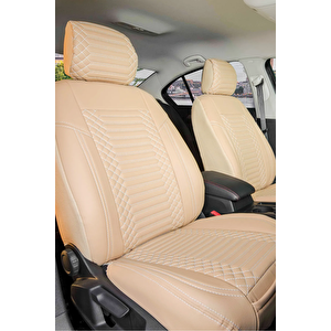 Fiat Egea Cross Lüx Deri Oto Koltuk Kılıfı Ön Arka Takım Set Exclusive Bej