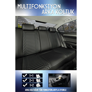 Fiat Egea Cross Lüx Deri Oto Koltuk Kılıfı Ön Arka Takım Set Exclusive Tam Si̇yah Siyah