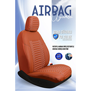 Fiat Albea Lüx Deri Oto Koltuk Kılıfı Ön Arka Takım Set Exclusive Taba