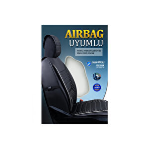 Alfa Romeo Gtv Lüx Deri Oto Koltuk Kılıfı Ön Arka Takım Set Safir Serisi Si̇yah Beyaz
