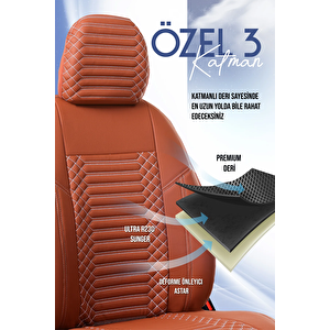 Chevrolet Cruze Sedan Lüx Deri Oto Koltuk Kılıfı Ön Arka Takım Set Exclusive Taba