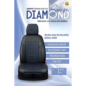 Fiat Freemont Lüx Deri Oto Koltuk Kılıfı Ön Arka Takım Set Exclusive Si̇yah Mavi̇ Siyah - Mavi
