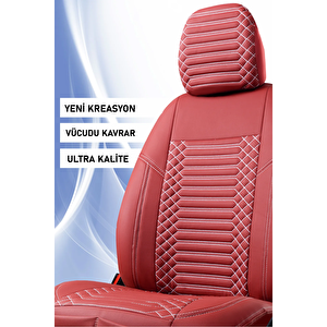 Toyota Hilux Lüx Deri Oto Koltuk Kılıfı Ön Arka Takım Set Exclusive Bordo